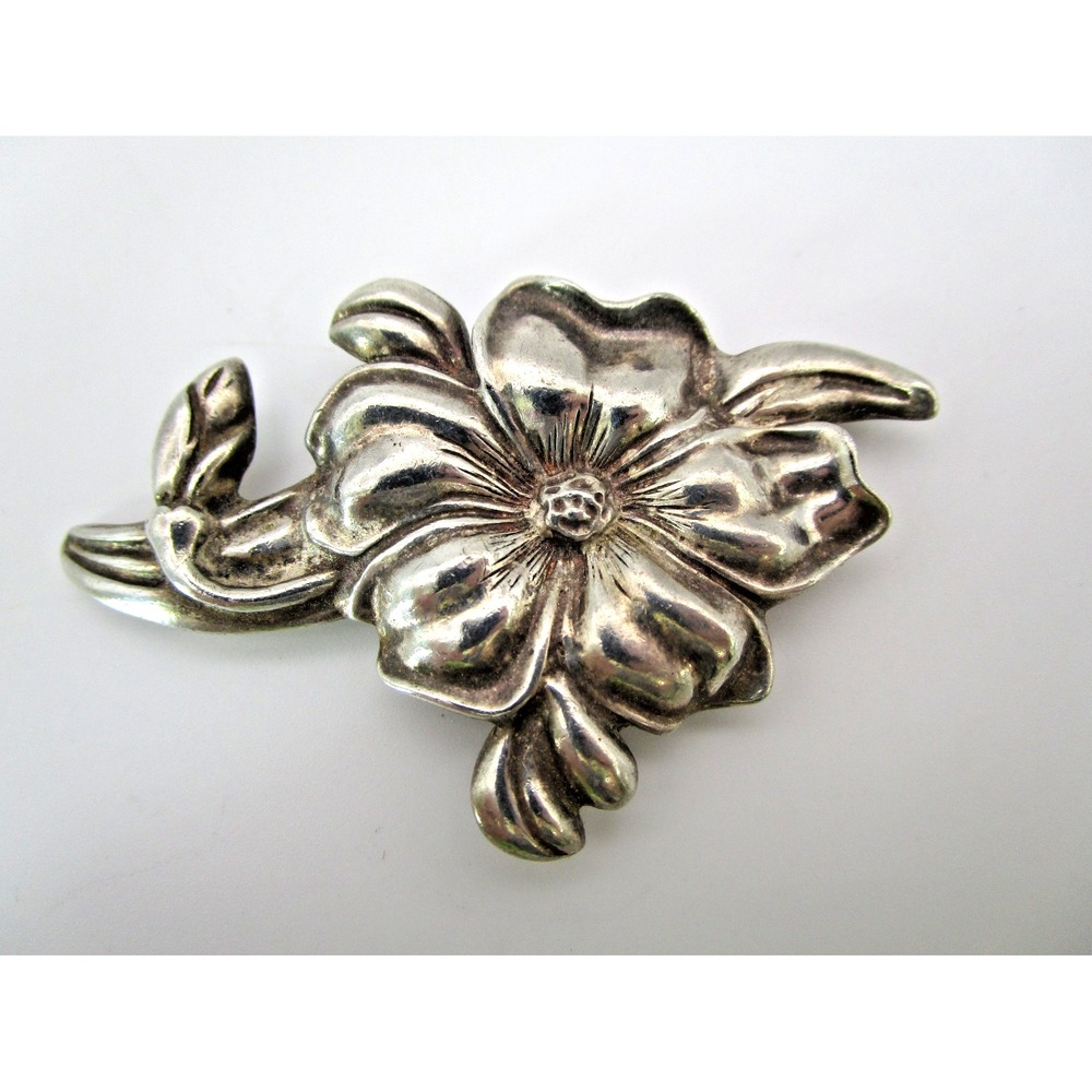 GORHAM Signed Silver Vintage Flower Floral Brooch 1940's 16g